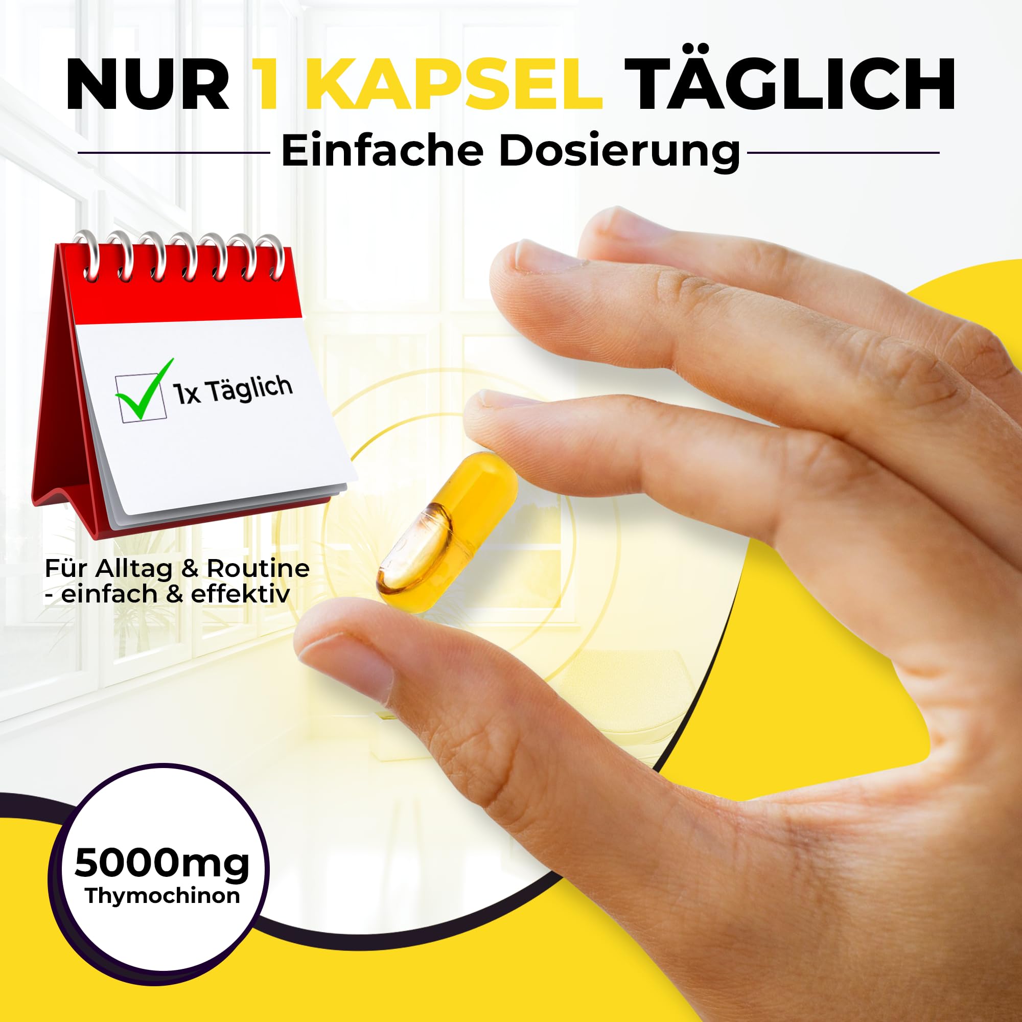 Premium BIO Schwarzkümmelöl Kapseln hochdosiert – 5000 mg Thymochinon – 3 x 60 vegane Kapseln 6-Monats-Vorrat – Nigella sativa, laborgeprüft & in Deutschland hergestellt–lichtgeschütztes Violettglas