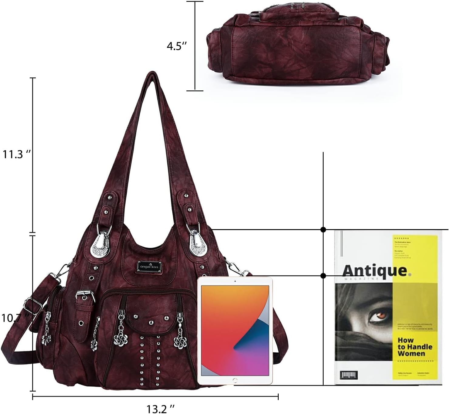 Angel Kiss Purses for Women Soft PU Leather Large Hobo Bags for Women Shoulder Bag | Soft, PU Leather, Large, Soft, PU Leather, Large - Image 3