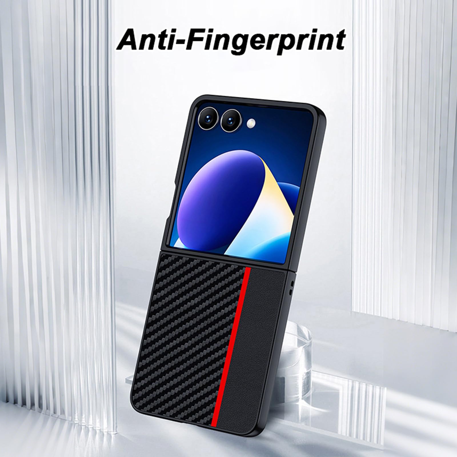 Cienkie etui do Samsung Galaxy Z Flip 8, wzór skóry z włókna węglowego