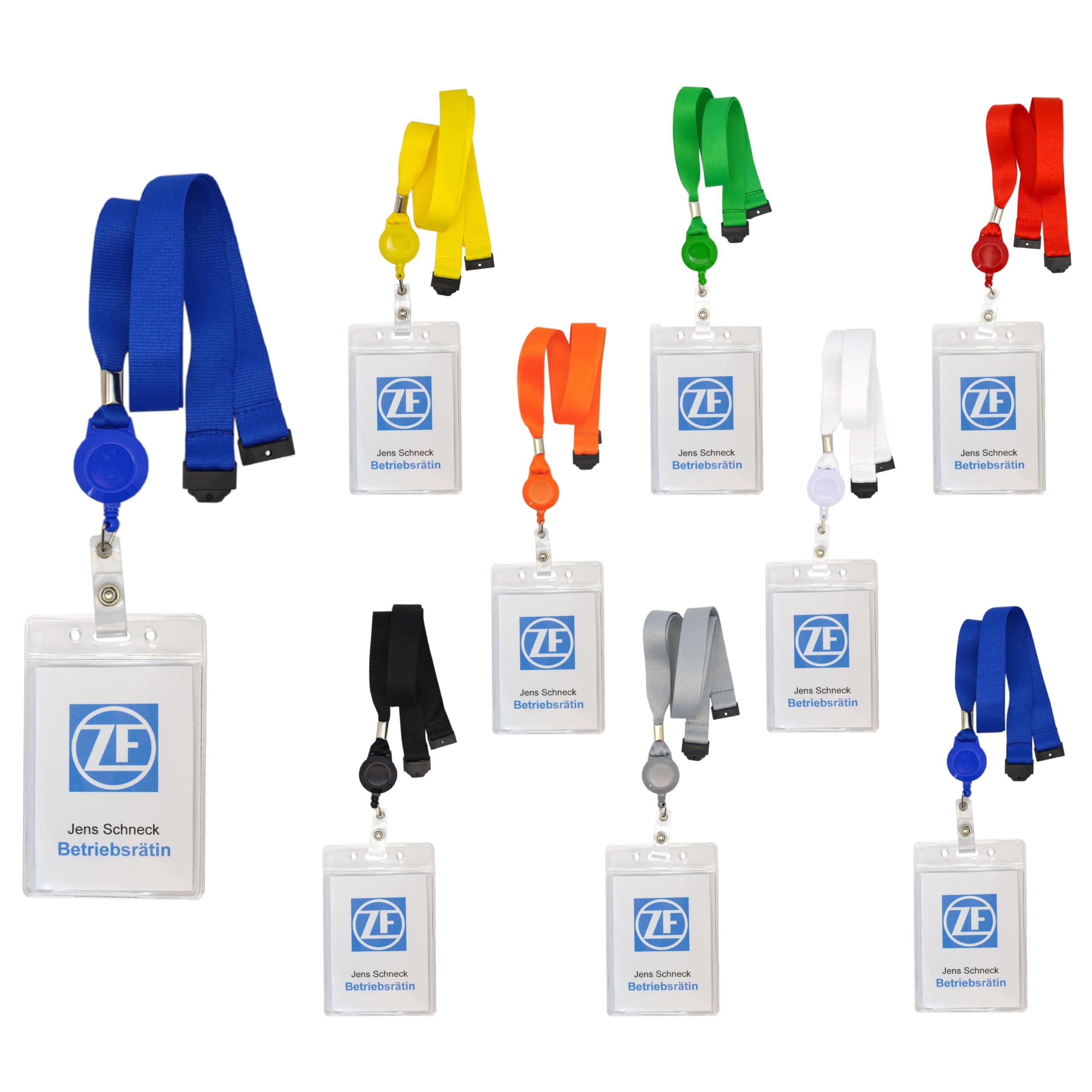 Schmalz 50 Pezzo Cinturino Portachiavi con Porta Cartellino incl. Portabadge Ritratto Porta-Sci Pass Cinturino Portachiavi Cordino Cordino 20 mm Ampiezza,Nacken-Sicherheitsclip,Chiusura