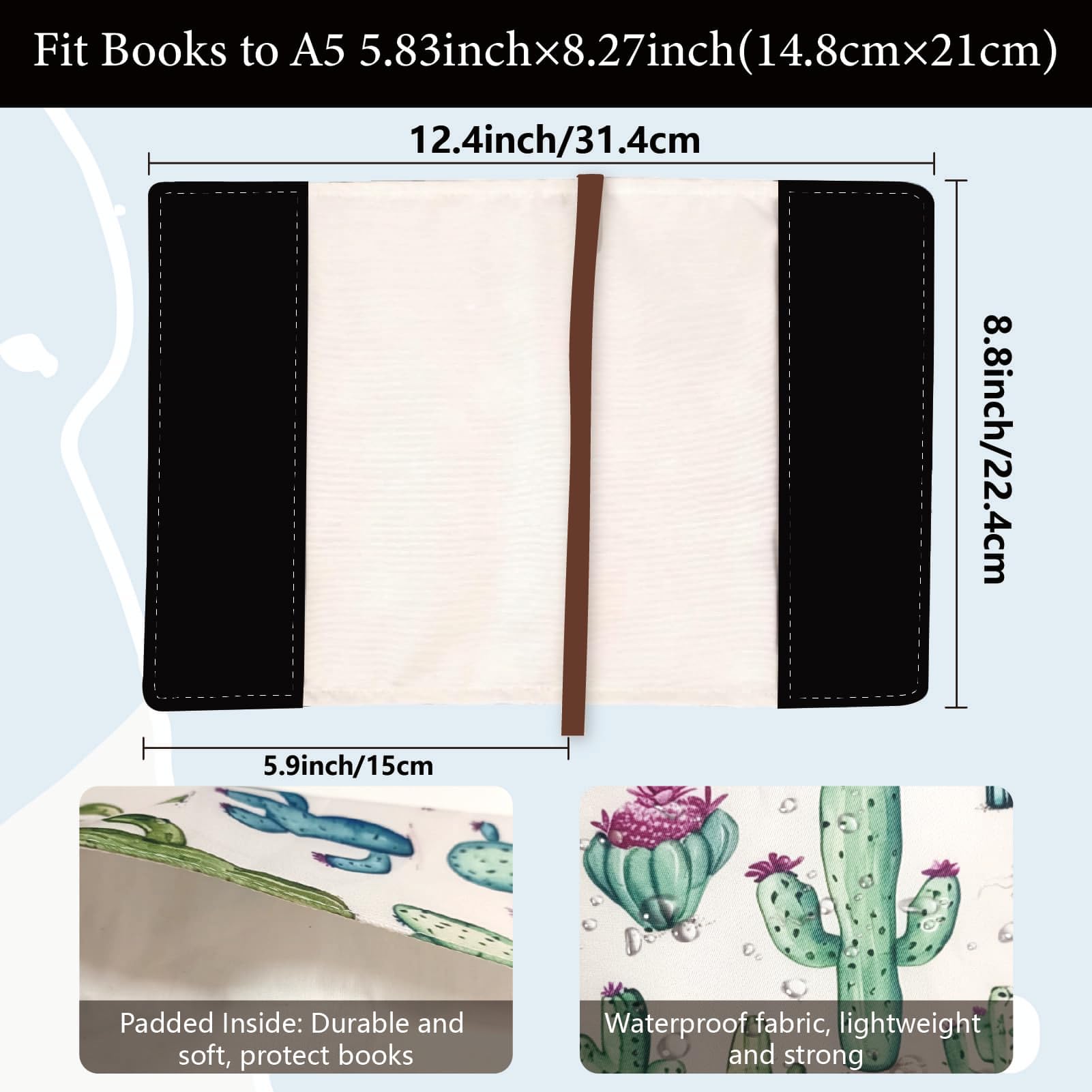 CRASPIRE A5 Book Sleeve Covers Washable Book Protector Book Sox Paperbacks 12.4x8.8Inch Fit Adjustable Book Sleeve Cover for A5 Books Office Supplies Reusable School Supply - Image 2