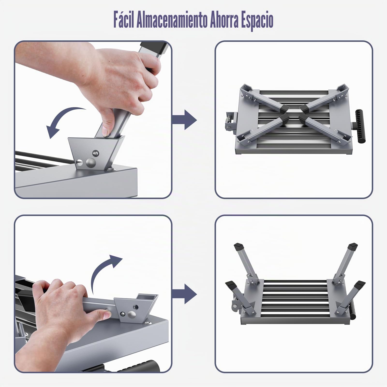 Escalera Plegable de Aluminio, Plataforma de Trabajo de 1 peldaño con pasamanos, Carga máxima de 150 kg, para Cocina, baño, Camping y más, Escalera Plegable con Alfombrilla Antideslizante