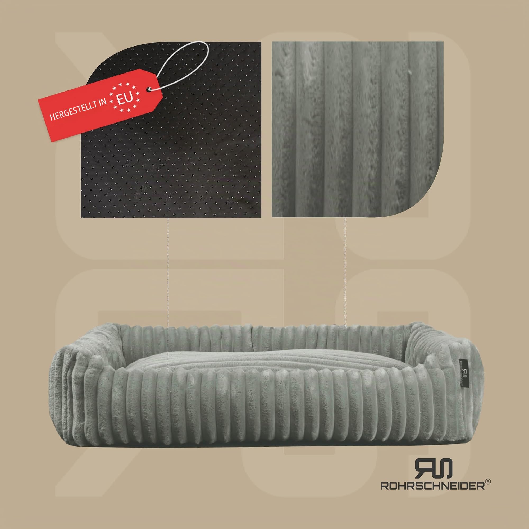 Rohrschneider Kuschelsofa Deluxe, kl. & mittelgr. Hunde/Katzen, grau