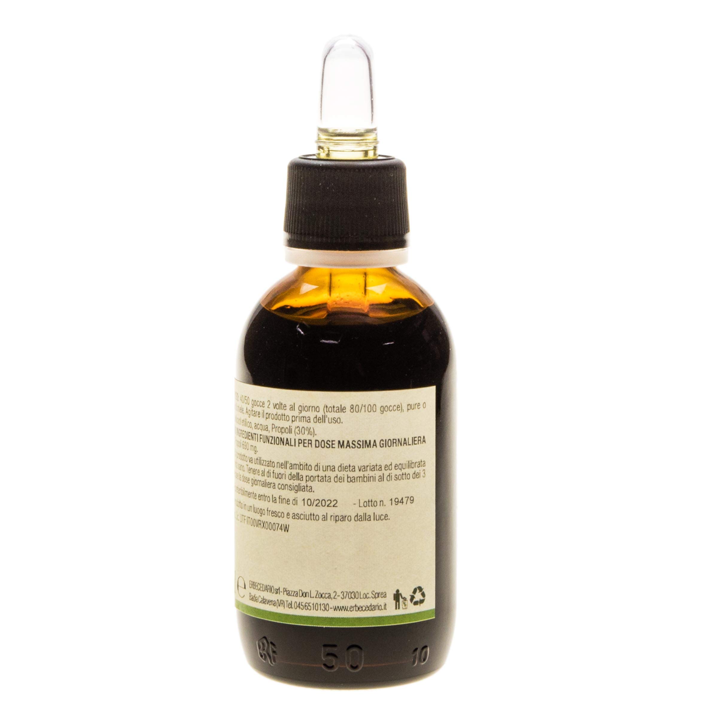 Propoli gocce con alcool 50 ml, estratto di propoli tintura madre favorisce il benessere in caso di mal di gola - Made in italy