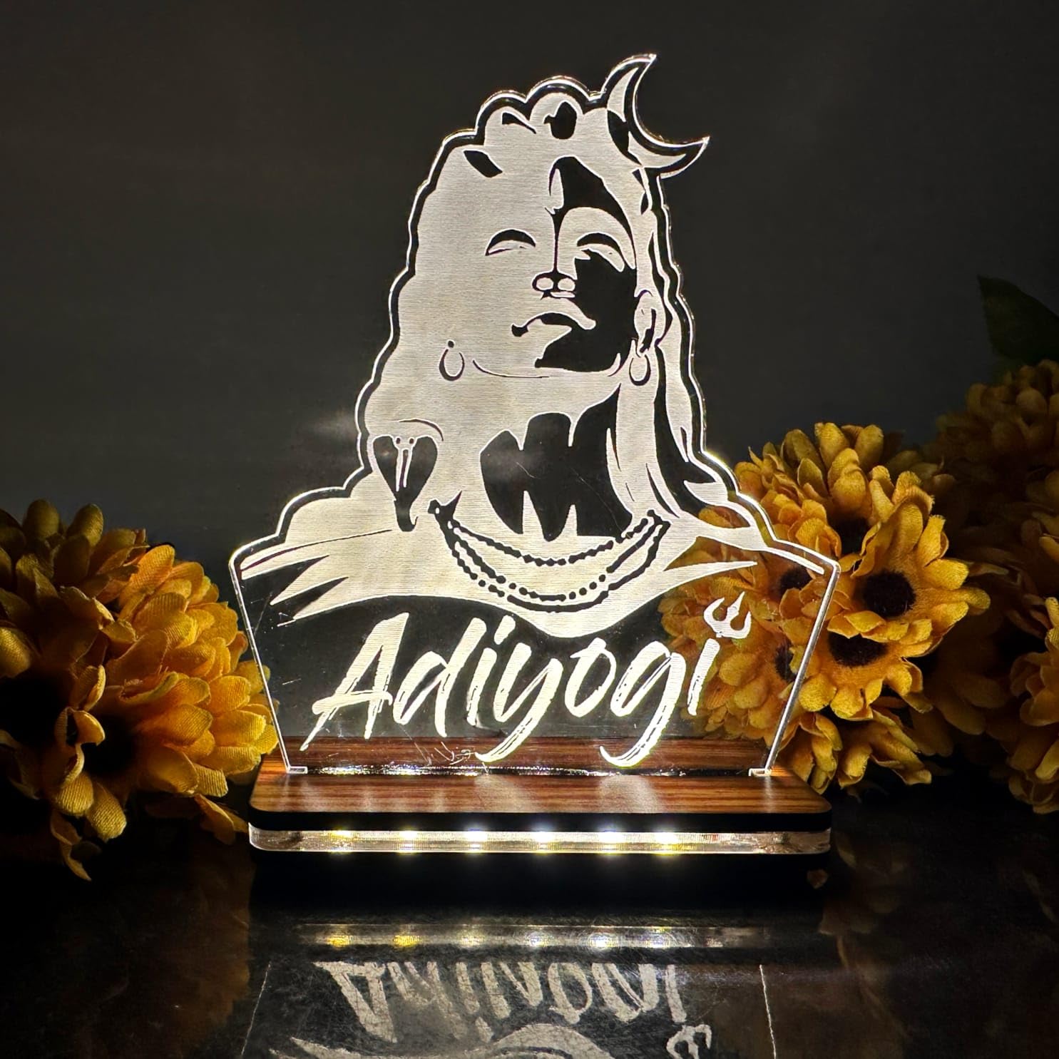 Lord Adiyogi Shiva Statue with LED Light, Mahadev Murti for Gift/Home Décor/Office/Car Dashboard/Mandir (AADIYOGI MAHADEV) – (4.75”x2.50”x6.00”) – Pack of 1