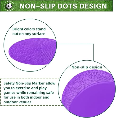 Miniatura 4 de Aryjmz Marcadores de puntos de 4.72 pulgadas y 10 pulgadas de goma antideslizantes para piso, conos de campo plano, puntos de poliéster para fútbol,
