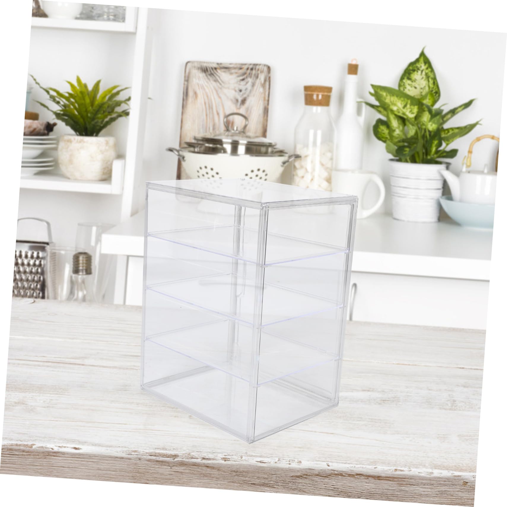 Vitrina acrílica con 4 estantes ajustables y puerta magnética fácil de limpiar para panadería, ideal para encimera de cocina y almacenamiento de pan, vitrina transparente