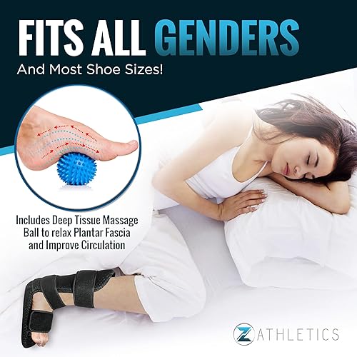 Miniatura 7 de Z ATHLETICS Férula nocturna para fascitis plantar, soporte ajustable para caída de pie para alivio de la fascia plantar, dolor de arco, tendinitis