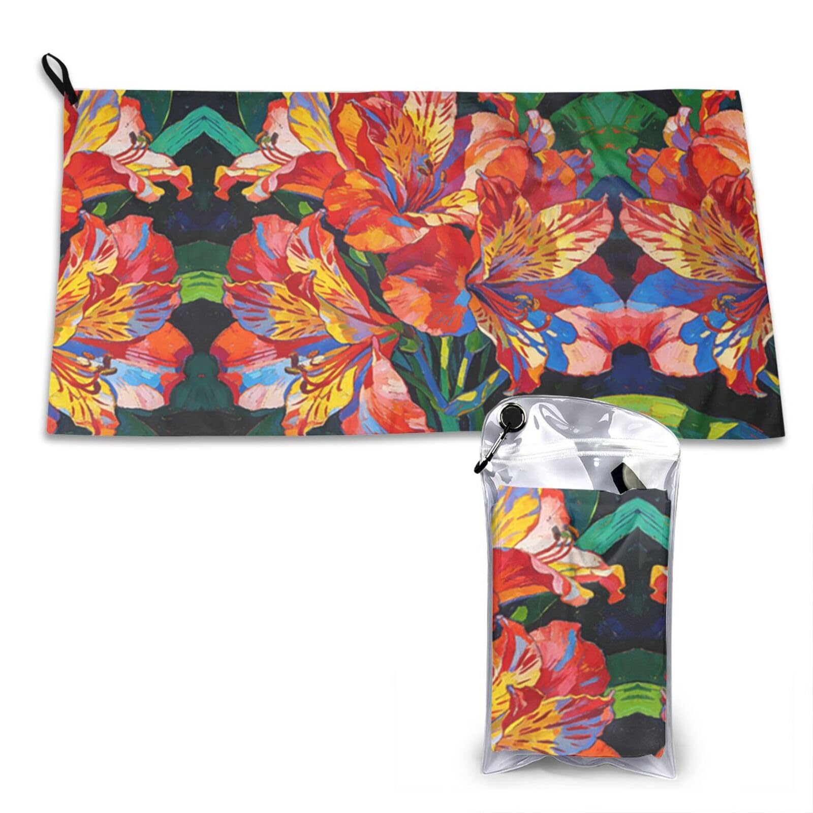 DUYKIMQW Fiery Lily Blooms Print Quick Dry Towel 16x31.5in White