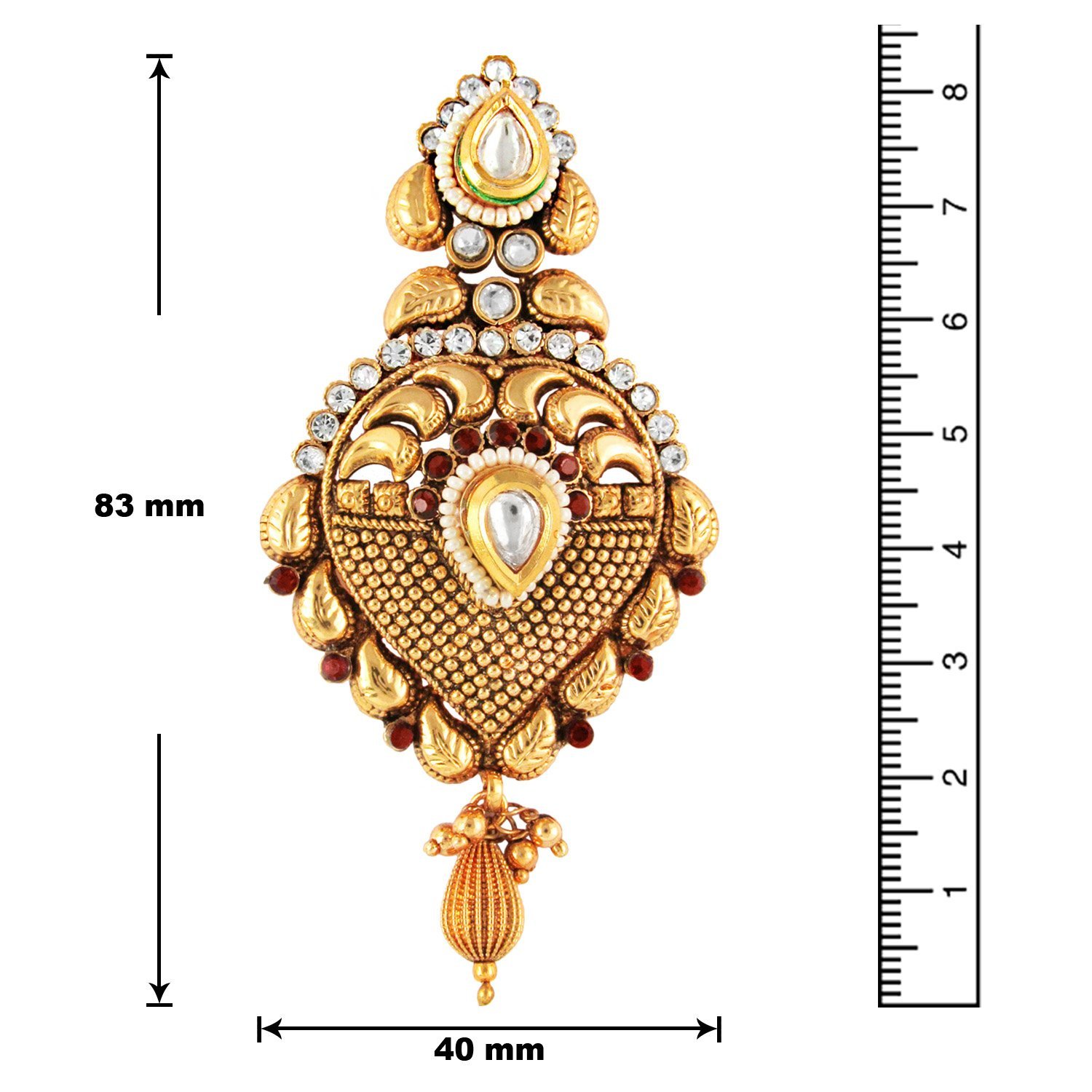 Ethnic Pearl Leaf Earrings with Crystals ER1000018