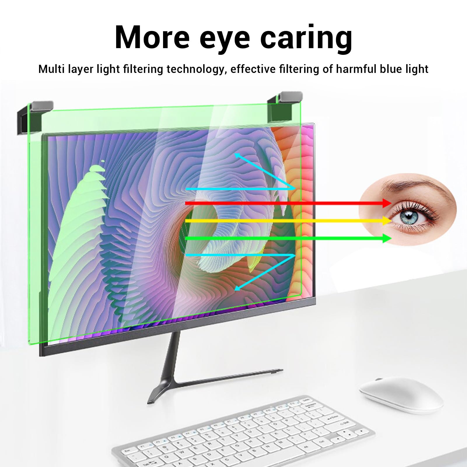 Bewinner Protecteur Anti-lumière Bleue pour les Yeux, Filtre Résistant aux Rayures pour écran de 27 Pouces - Matériau Acrylique Hautement Translucide, Installation Facile pour Moniteur