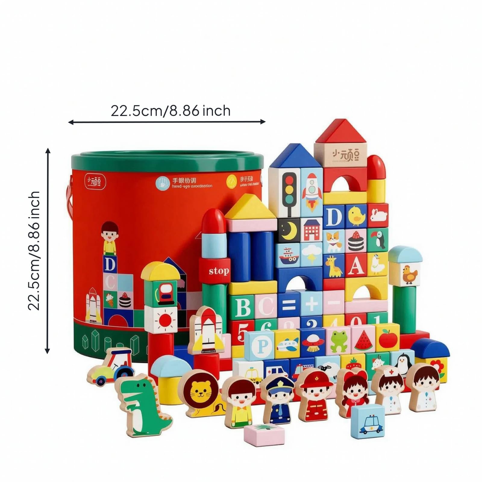 Milageto Juguete Construcción Sólido Didáctico, Bloques con Cubo Almacenamiento, Gran, Bloques con Números, para Casa, Guarría, Niños Pequeños