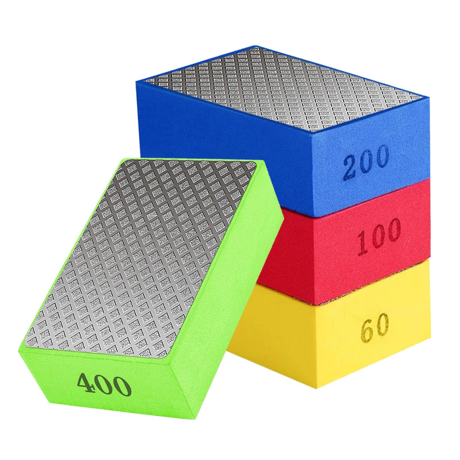 Oiieco 4Pcs Diamond Hand Polishing Pads, Diamond Sanding Blocks