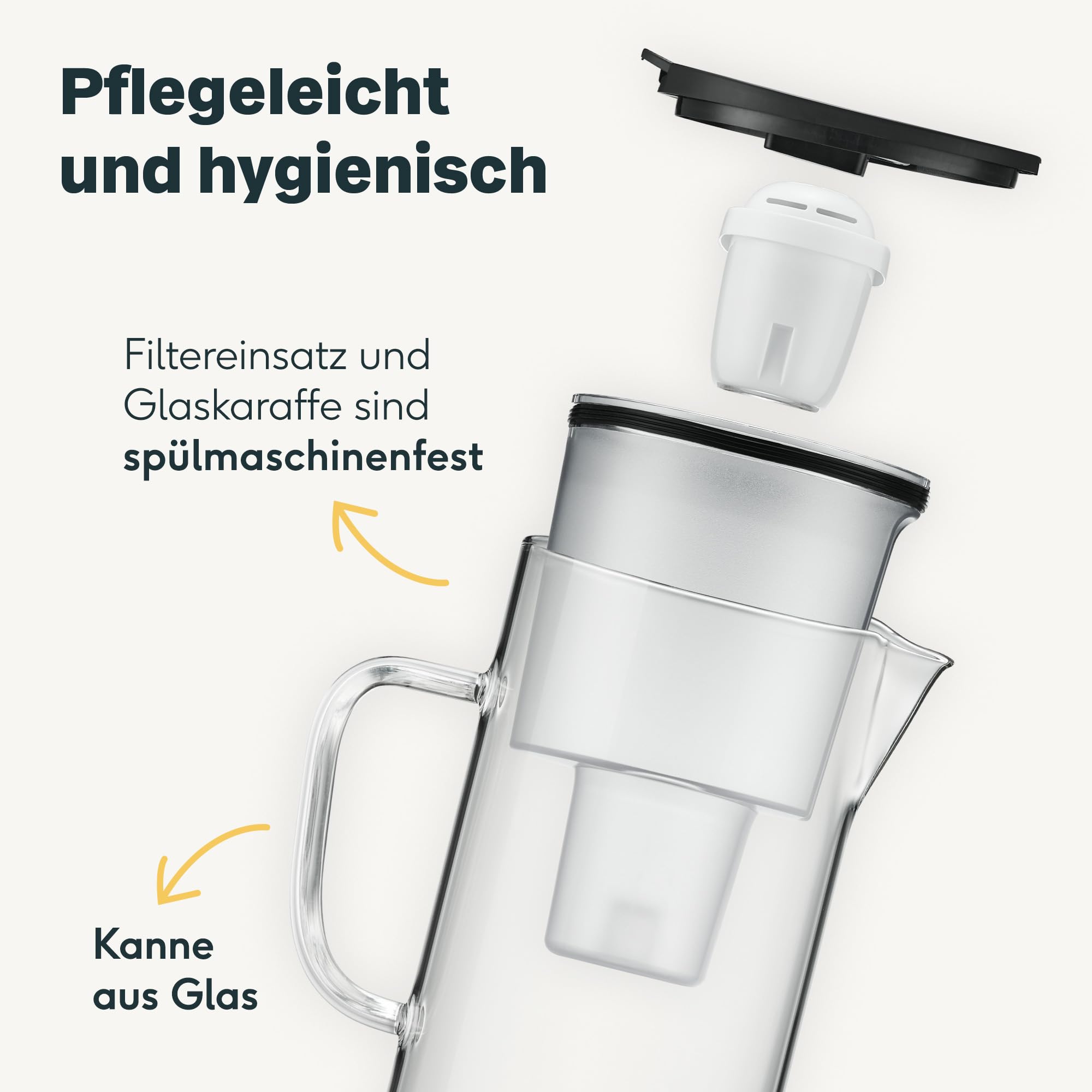 SILBERTHAL Wasserfilter Glas Karaffe 2,7 Liter - Kompatibel mit Maxtra+ - Reduziert Kalk und Chlor im Trinkwasser