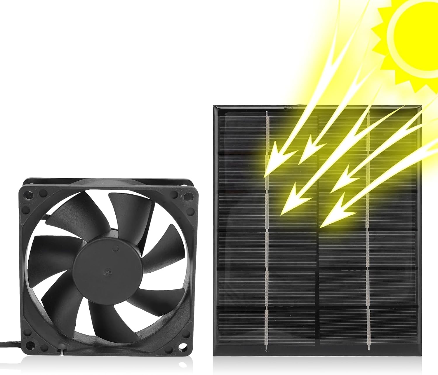 POCREATION Solar Panel Fan, 2W Greenhouse Ventilation Solution Exhaust Air Ventilation Heat Dissipation Tool, Solar Panel Powered Fan Mini Ventilator Fan Exhaust Fan, For Greenhouse Shed