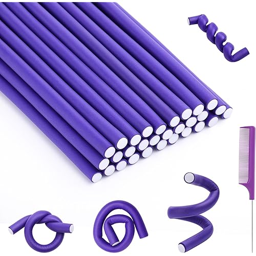 30Pcs Small Foam Hair Curlers, 9.45" Length x 0.47" Diameter, No-Heat Flexible Curling Rods for Short, Medium and Long Hair
