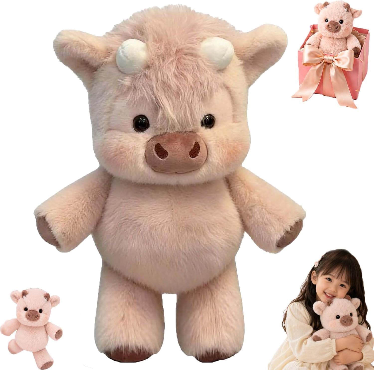 eleqwywdyq Running Peluche Peluche Mucca Peluche Che Corre 45cm Simpatici Peluche Perfetti Per Alleviare lo Stress e Decorare la Casa (rosa)