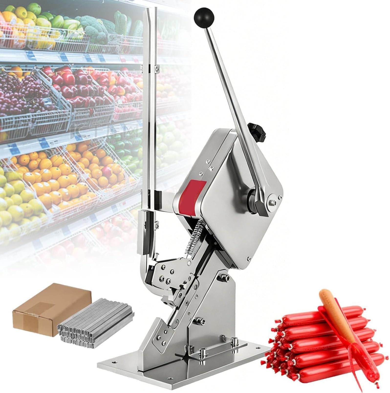 ASerZenith Manual Sausage Clipper U-Shape Sealer For Meat Processing, Commercial Food Plastic Sealer For Supermarkets,Machine+U503Y