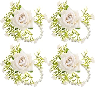 ibasenice 4 Peças Corpete De Pulso Corpete De Casamento Corpete De Flor Pulseira Corpete Corsage Pulseiras Para Flores De Casamento Pulseiras Suprimentos De Casamento Decorações Brancas