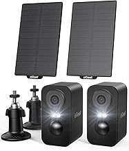 ieGeek 2K (Type-C) Outdoor Surveillance Camera Wireless with Solar Panels, 5200 mAh Battery Camera Surveillance Outdoor WiFi, PIR Motion Detection, 2-Way Audio, Alexa Camera, Black, 2 Pieces, IP65