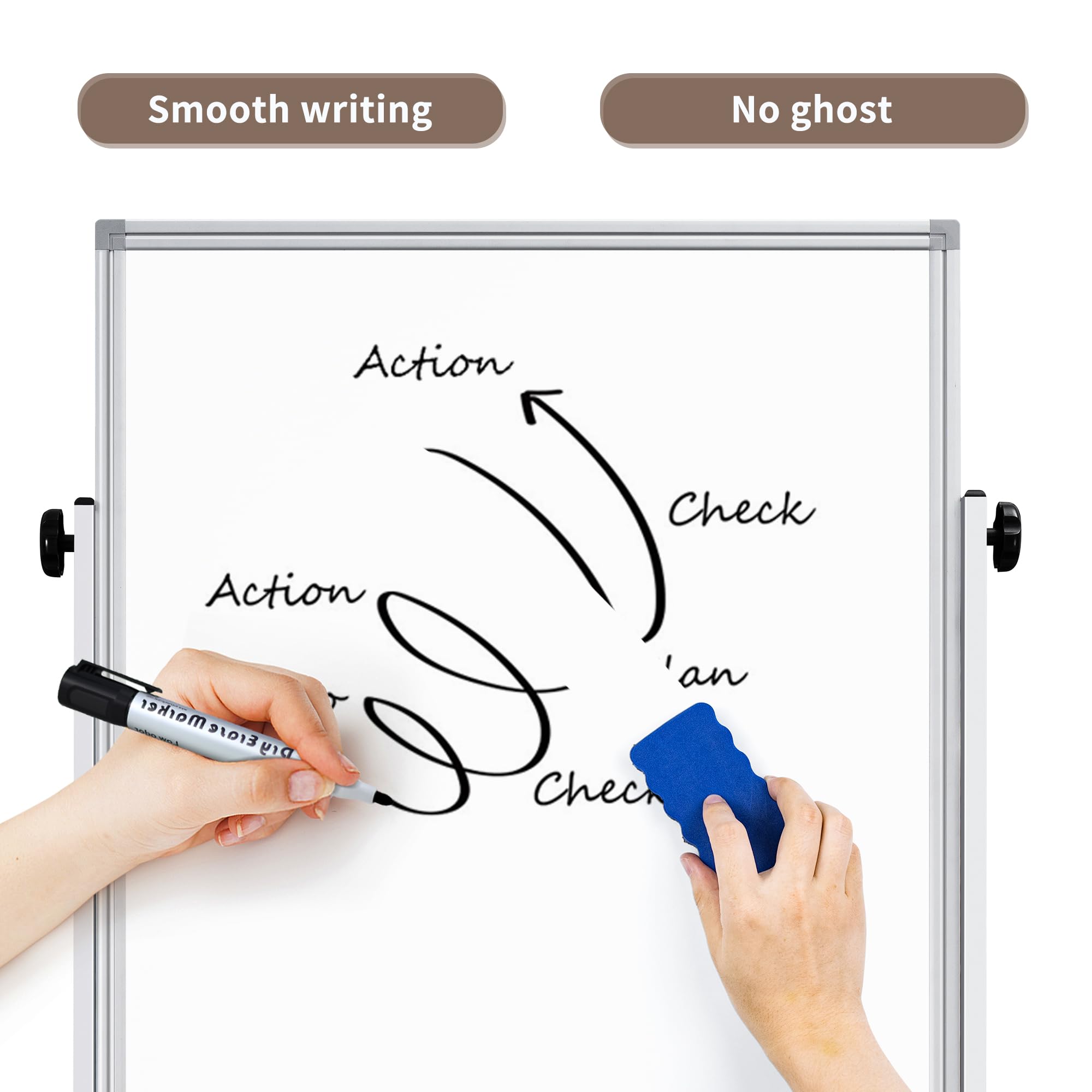 Large Magnetic Whiteboard With Stand Huge 72 X 48 Inch Mobile Magnetic Whiteboard On Wheels - Double-Sided Dry Erase Board With Stand For Office, Classroom Or Home Office School Presentation Board - View #8