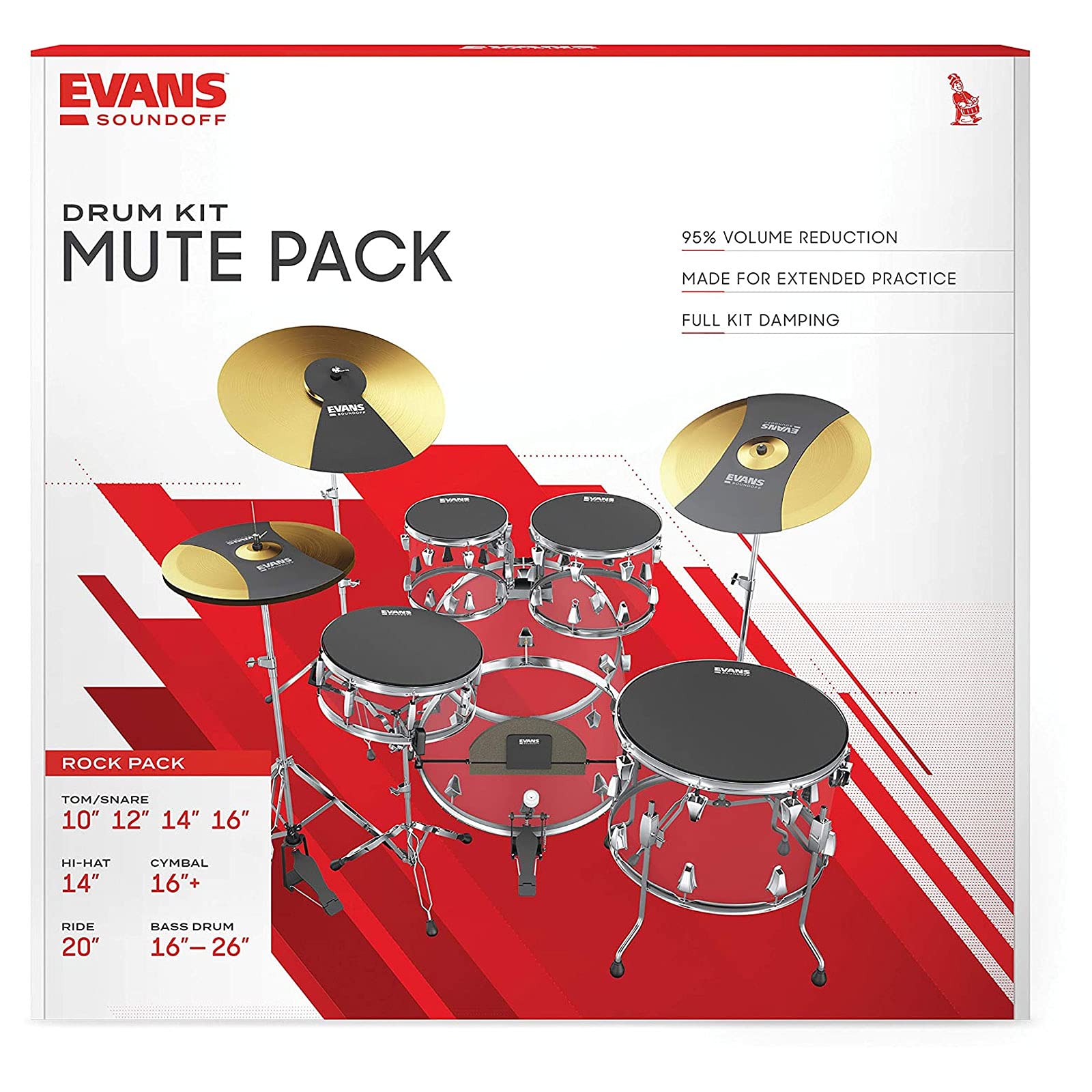 Evans SoundOff - Sordina per batteria Rock Pack + bacchette Keepdrum