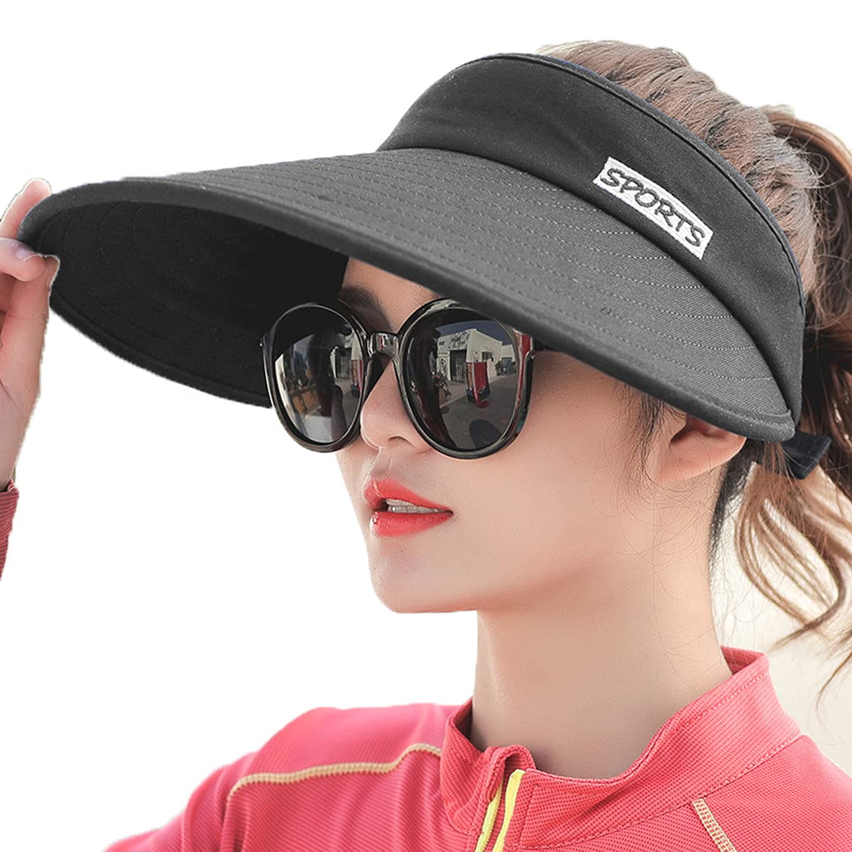 HLLMAN Gorra de golf ajustable para mujer, ala grande, protección UV
