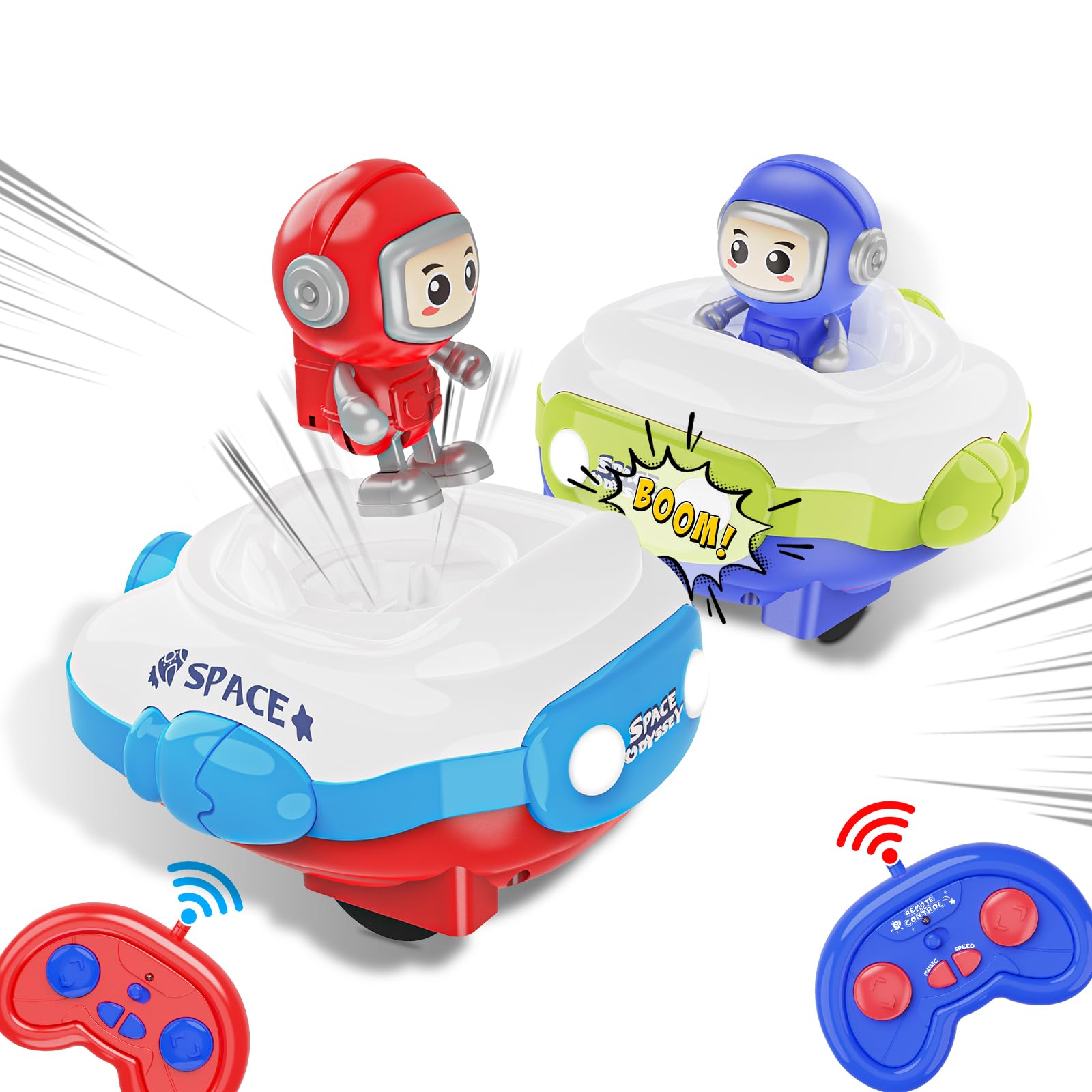 Toddler Remote Control Cars for 1-3 RC Ejecting Car with Music Lights and Sound Effect Birthday Christmas Toys (Blue)