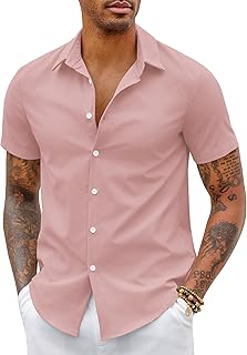 Camisa Hombre Manga Corta Ligero Formal Verano Camisas Vestir Trabajo para Hombre Adultos Top Básica con Botones Casual Shirts