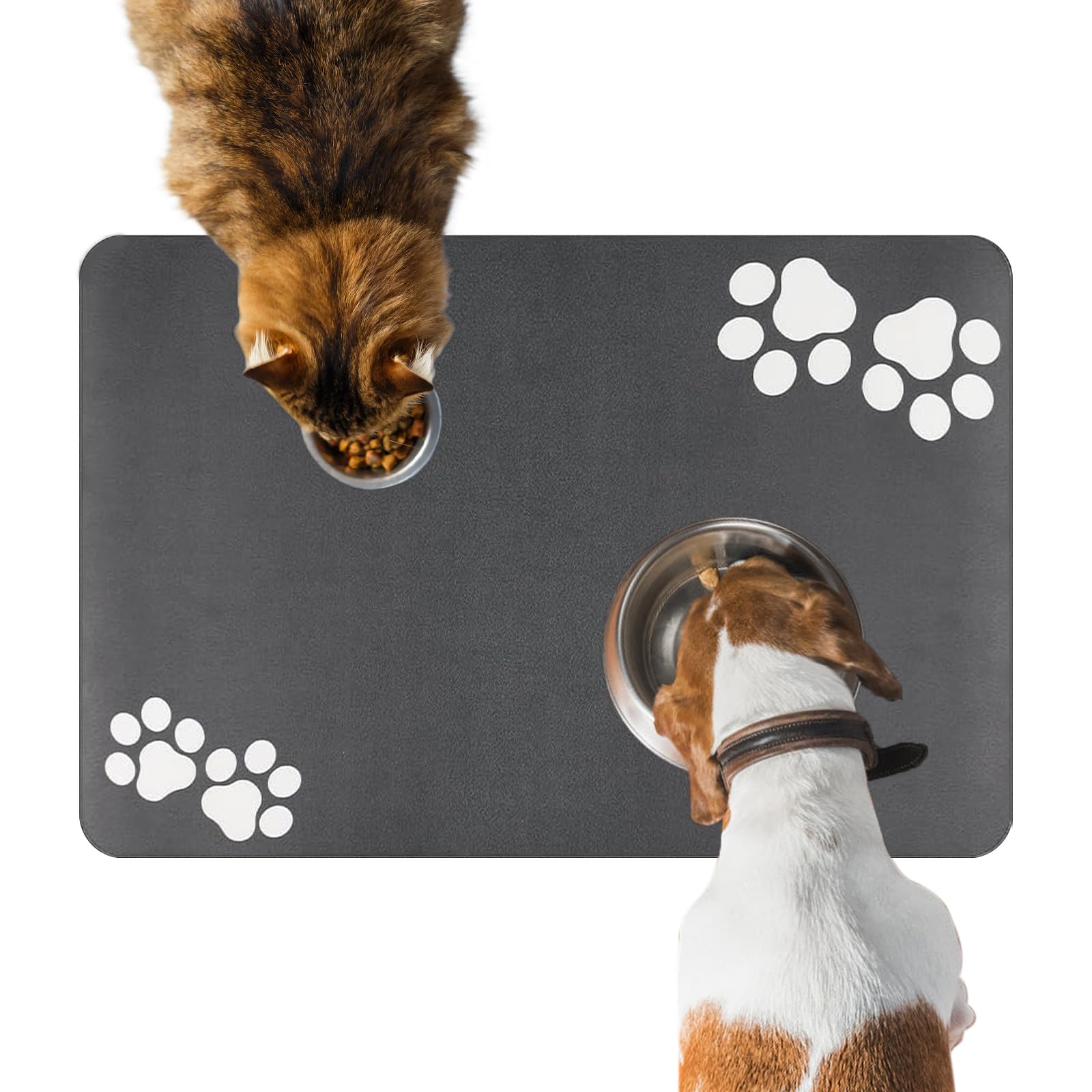 Tappetino Assorbente Per Ciotole Cane E Gatto OPLERT - Antiscivolo, Lavabile, Grigio Chiaro 40x60 Cm