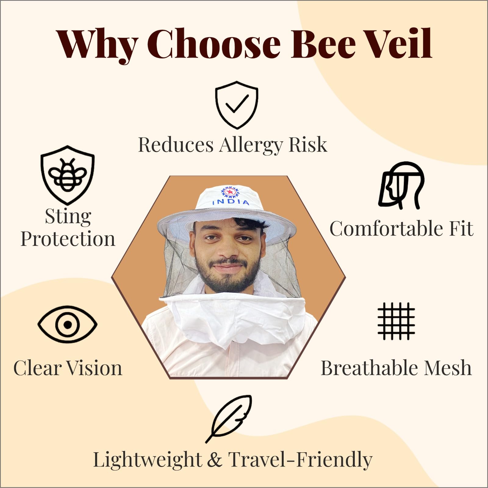 Hi-tech Natural Products (India) Bee Veil, White - Image 2 thumbnail