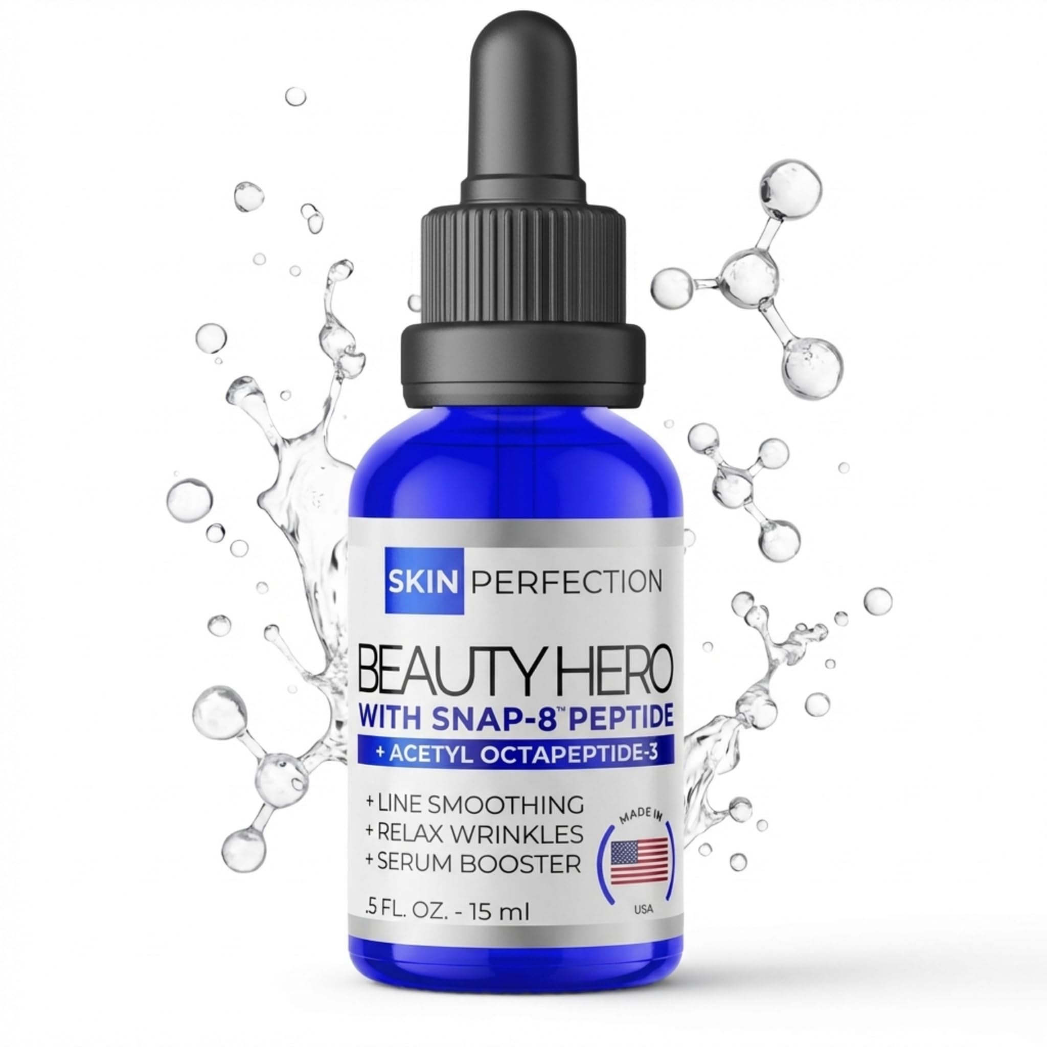 Skin Perfection Snap 8 Peptide Serum Anti-Aging Serum Booster Expression Line Wrinkles DIY Peptide Mix in any Facial Cream Crow's Feet Under-eye Wrinkle .5 oz