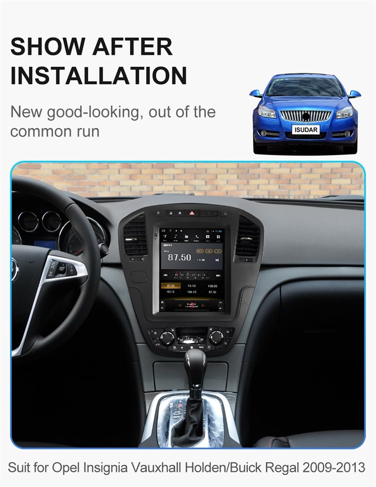 Brązowy pionowy Android Radio samochodowe Insignia Regal 2009 2010 2011 2012 2013 GPS multimedia RAM 4G