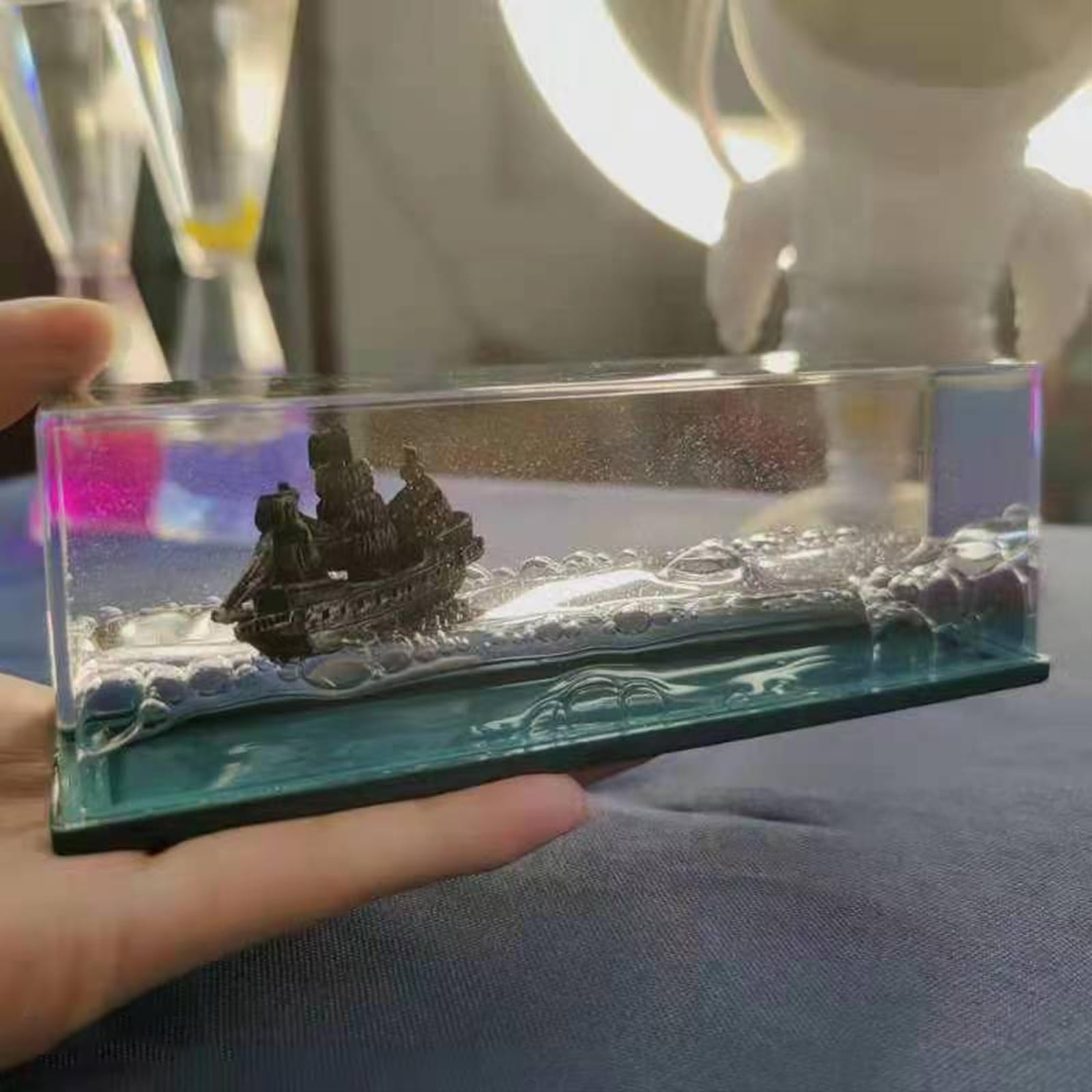 Fluid Drift, Barca Inaffondabile in una scatola, nave saffondabile, nave da crociera, bottiglia di fluido drift, modello di decorazione, decorazione per la casa, giocattolo (perla