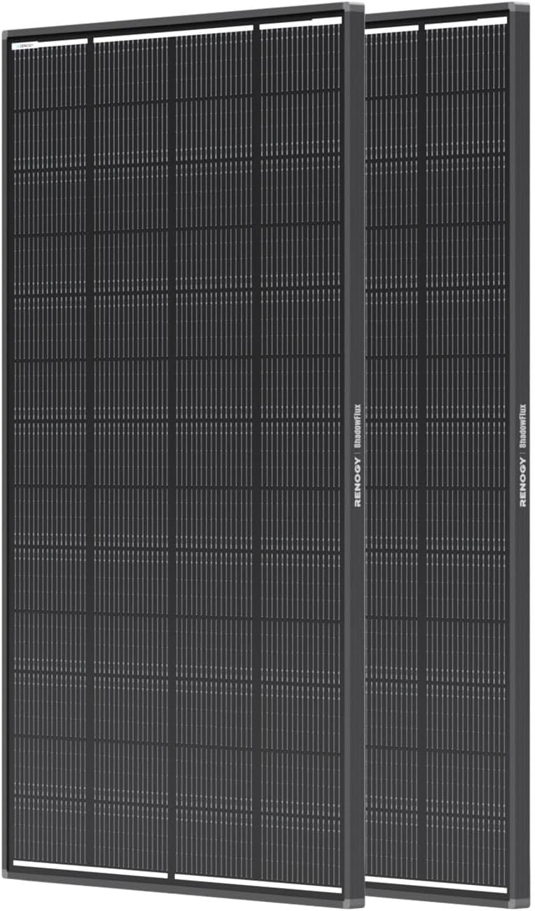 Renogy 400 Watt ShadowFlux Anti-Shading Solar Panel N-Type, 2PCS 200W Solar Panels 12 Volt 16BB, 25% High-Efficiency PV Module for RV Marine Rooftop Farm Battery,Black
