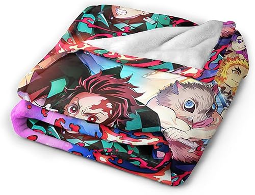Miniatura 7 de BKPYfgeY Manta de franela de forro polar de anime para todas las estaciones, ligera, para aire acondicionado, para sala de estar, dormitorio, sofá,