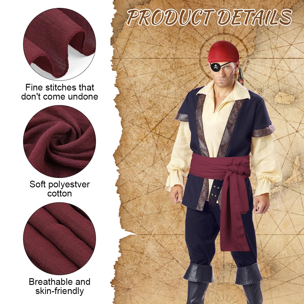 Alaoo Kit Accessori Pirata, Capitano Pirata Costume Accessori, Accessori Costume da Pirata con Cintura Bandana da Pirata, Accessori per Costume da Pirata per Halloween Carnevale Festa