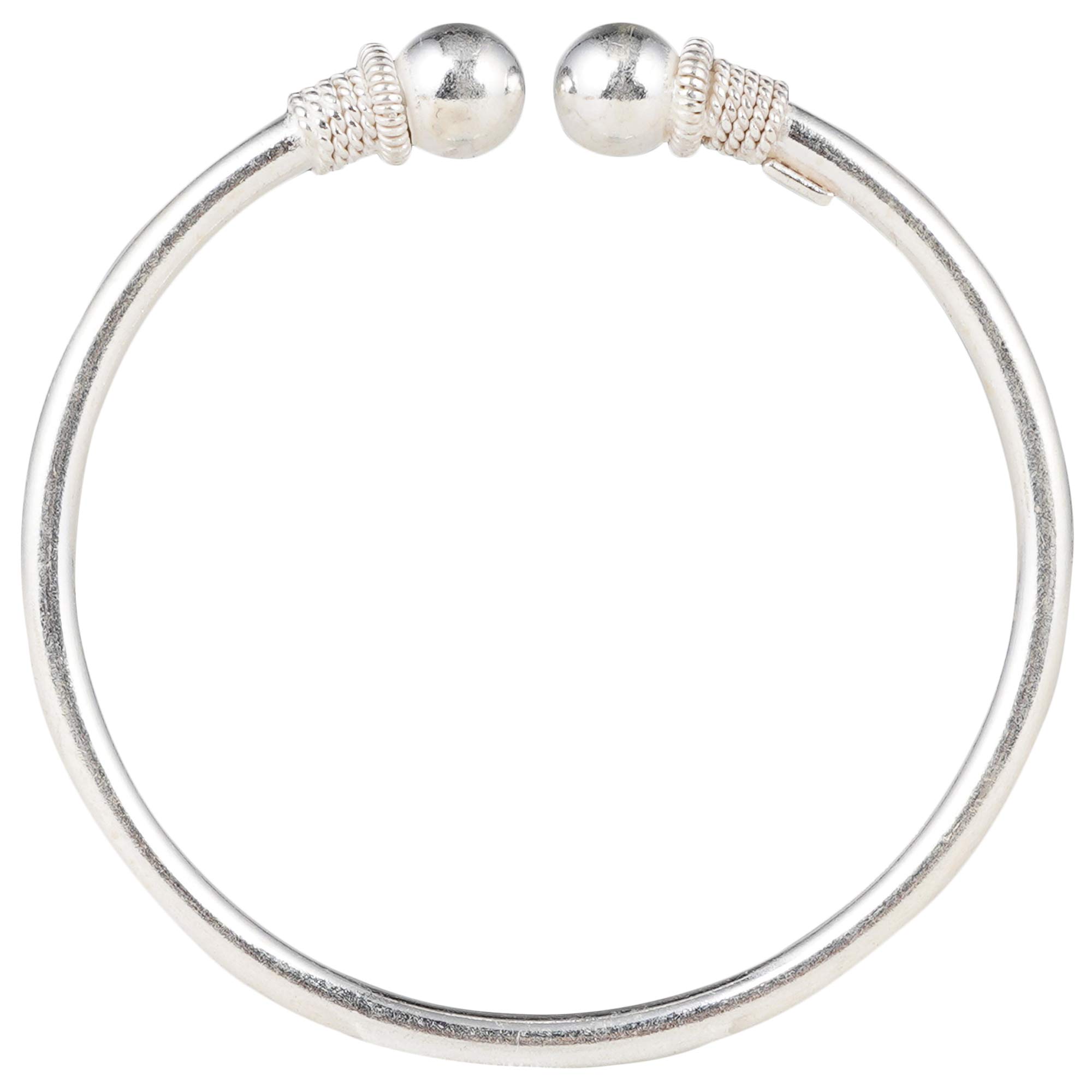 DHRUVS COLLECTION 925 Silver Adjustable Plain Pipe Kada For Baby Boys & Baby Girls (2 Years to 4 Years, Single Piece)