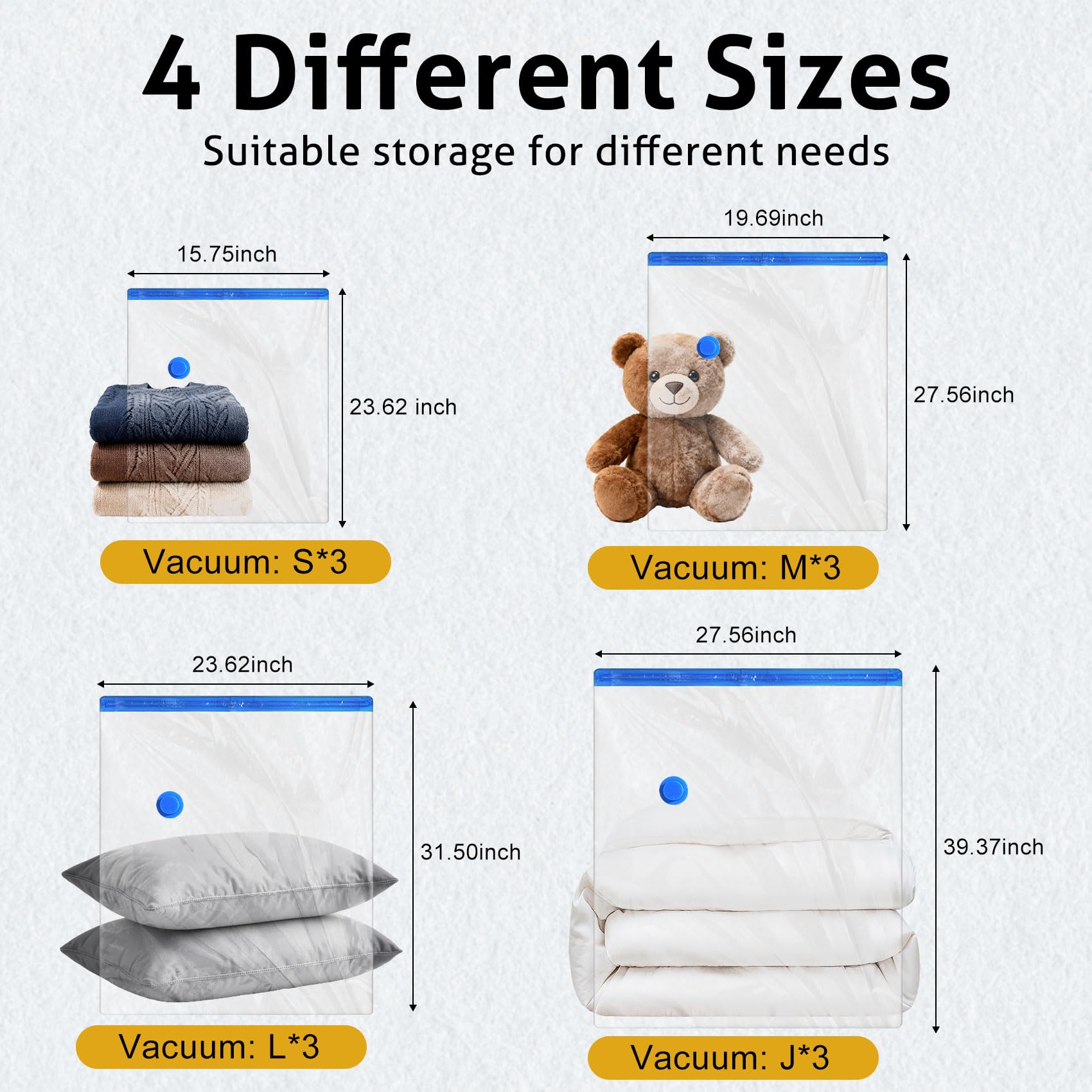 12 Kombi-Reise-Vakuumbeutel mit Handpumpe, platzsparende Vakuumbeutel für Kleidung, Reisen, Impfstoff, versiegelte Aufbewahrungstasche für Bettdecken, Decken, Kleidung, Koffer, transparent