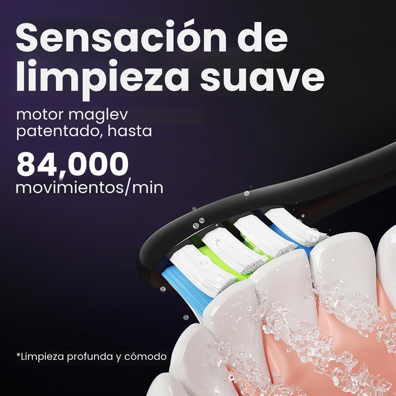 Oclean Cepillo de dientes eléctrico X Pro, Pantalla táctil inteligente, 84,000 Movimientos por minuto, 32 Niveles de intensidad, 3 Modos, Cargador 2 en 1, Sensor de presión, IPX7, Morado Oscuro