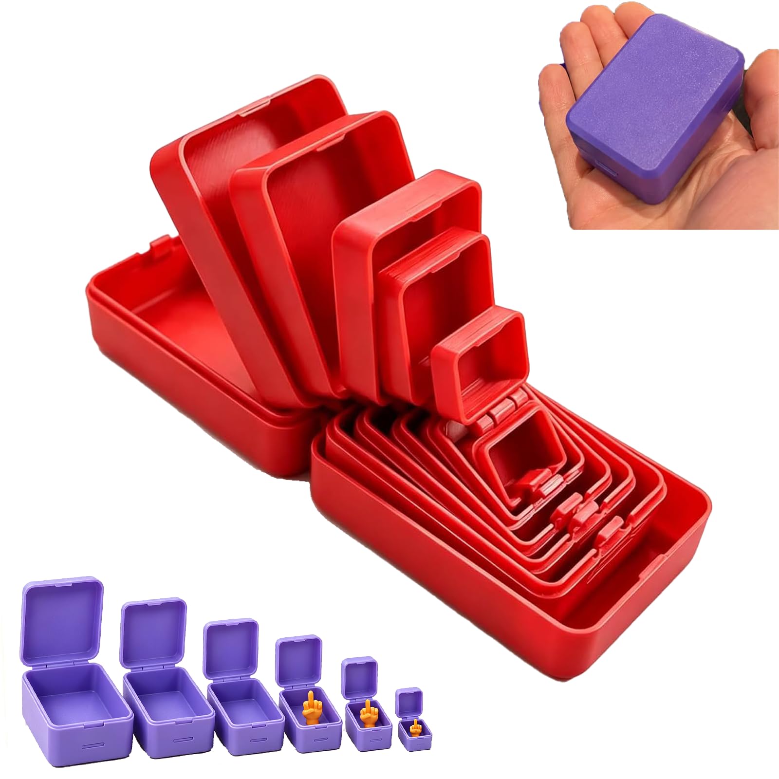Never Ending Middle Finger Prank Gift Box, 6-Layer Nested Screw Design Surprise Box, Reusable 3D Printed Gotcha Box for Annoying Friends, Coworkers, White Elephant & Birthday Gag Jokes，Red