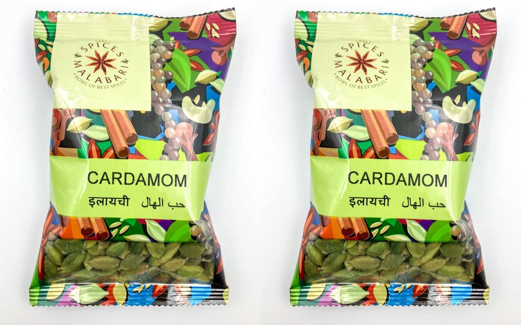 BBS Spices Malabari Cardamom 8mm plus pods (इलायची) from Kerala (200 grams)