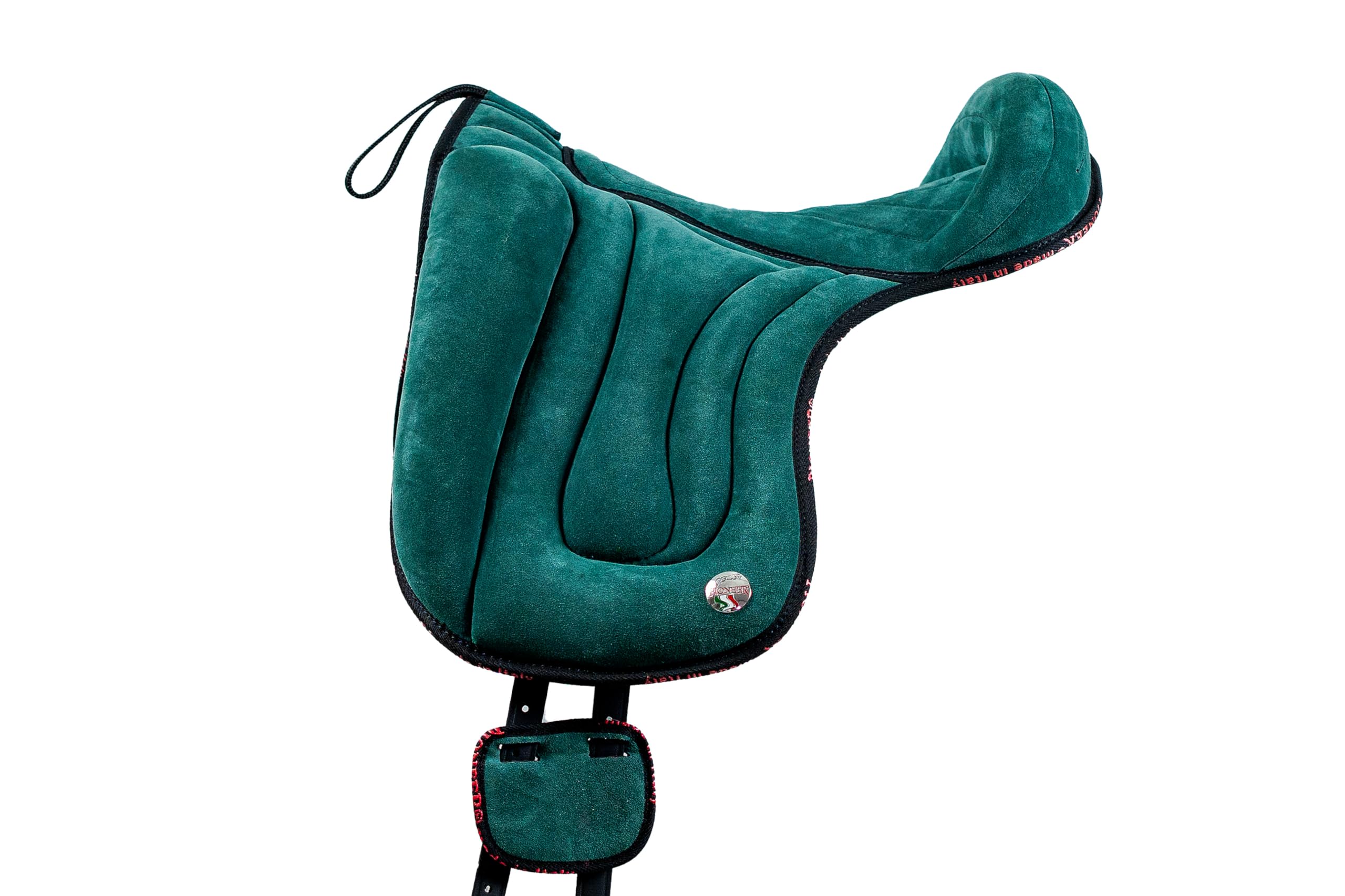 PIONEER Bareback-Reitsattel 50x45 aus Wildleder - Für natürliche Reitweise, Made in Italy - Polsterung aus Watte und Memory-Schaum - Bauchgurt aus Neopren - Schwarz