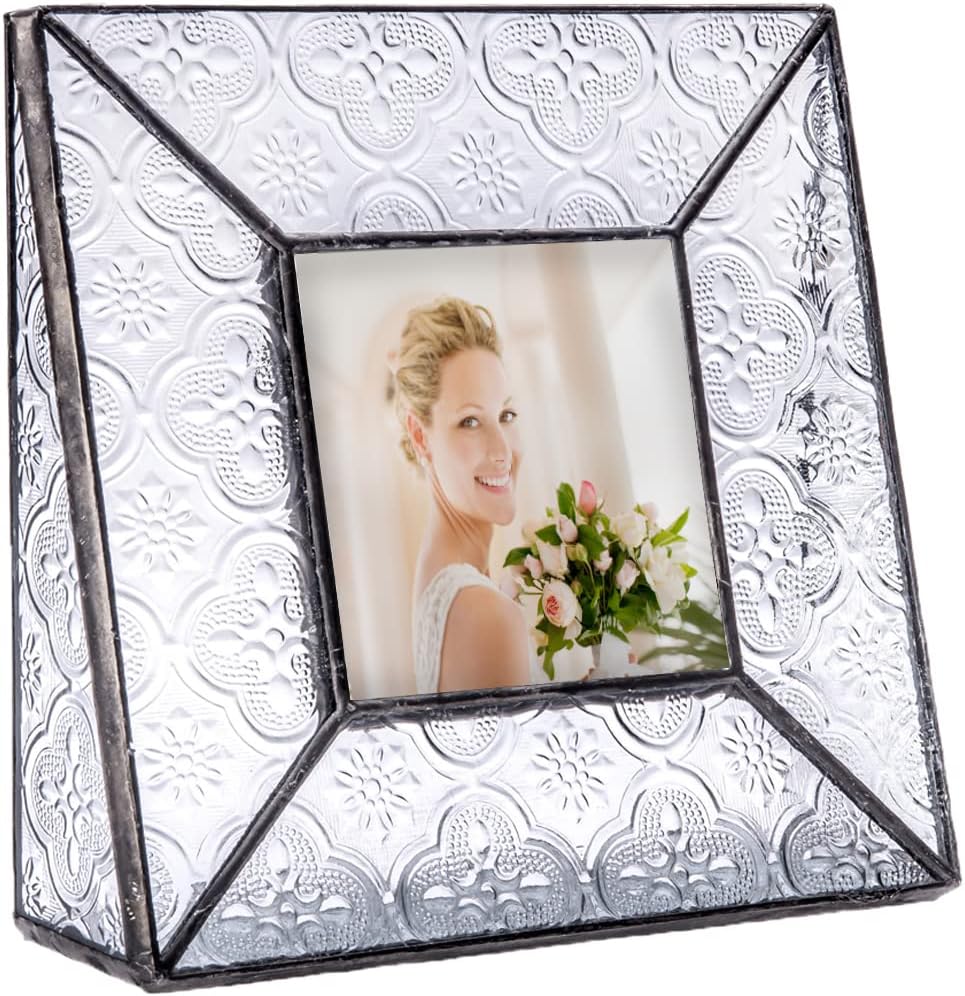 Clear Glass Picture Frame 3x3 Square Photo Display Desk or