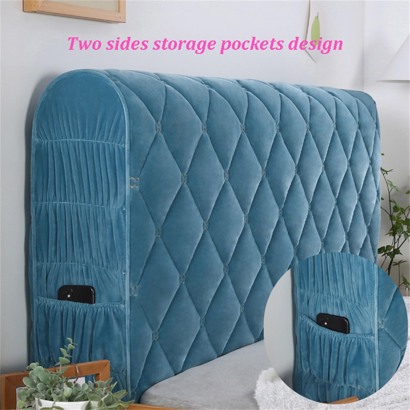 YUEZHONG Copri Testiera Ispessita, Copri Testiera Trapuntata In Velluto For Letto Matrimoniale, Copri Testiera Lavabile For Arredamento Camera Da Letto(Purple,200cm/79in)