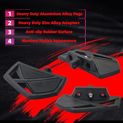 Miniatura 4 de FATECIM Estriberas para motocicleta, soportes para pedales de motocicleta, mini tablas de suelo con adaptadores de montaje macho ajustables