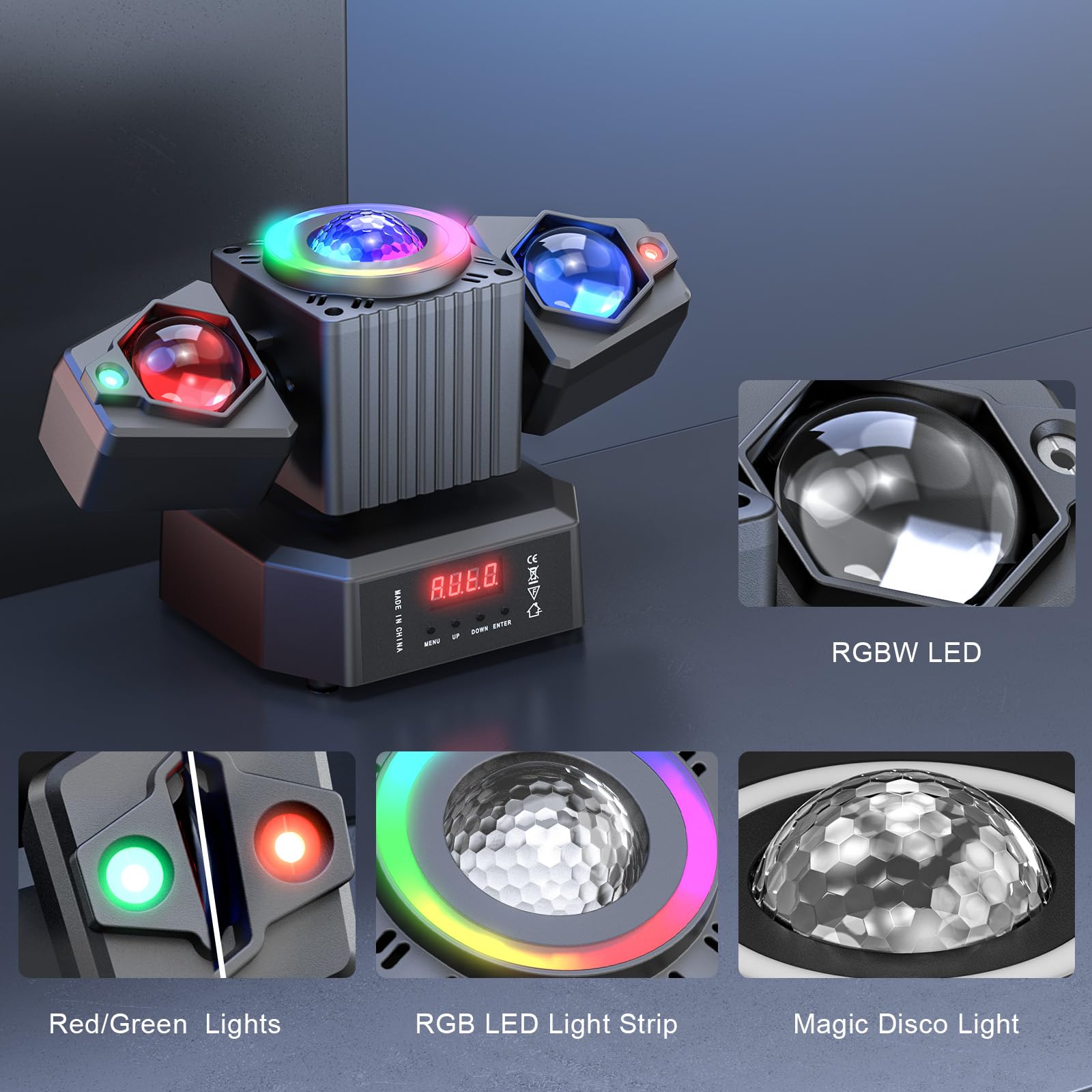 Faretto LED RGBW 4 in 1 65W Mini Moving Head con Telecomando DMX512 per Festa Discoteca DJ Bar
