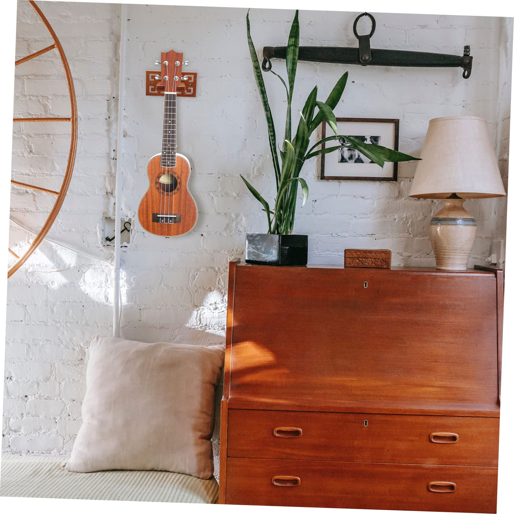 Angoily 2 Sets Wooden Instrument Wall Hook Ukulele Wall Mount Cucurbit Flute Hanger Hook