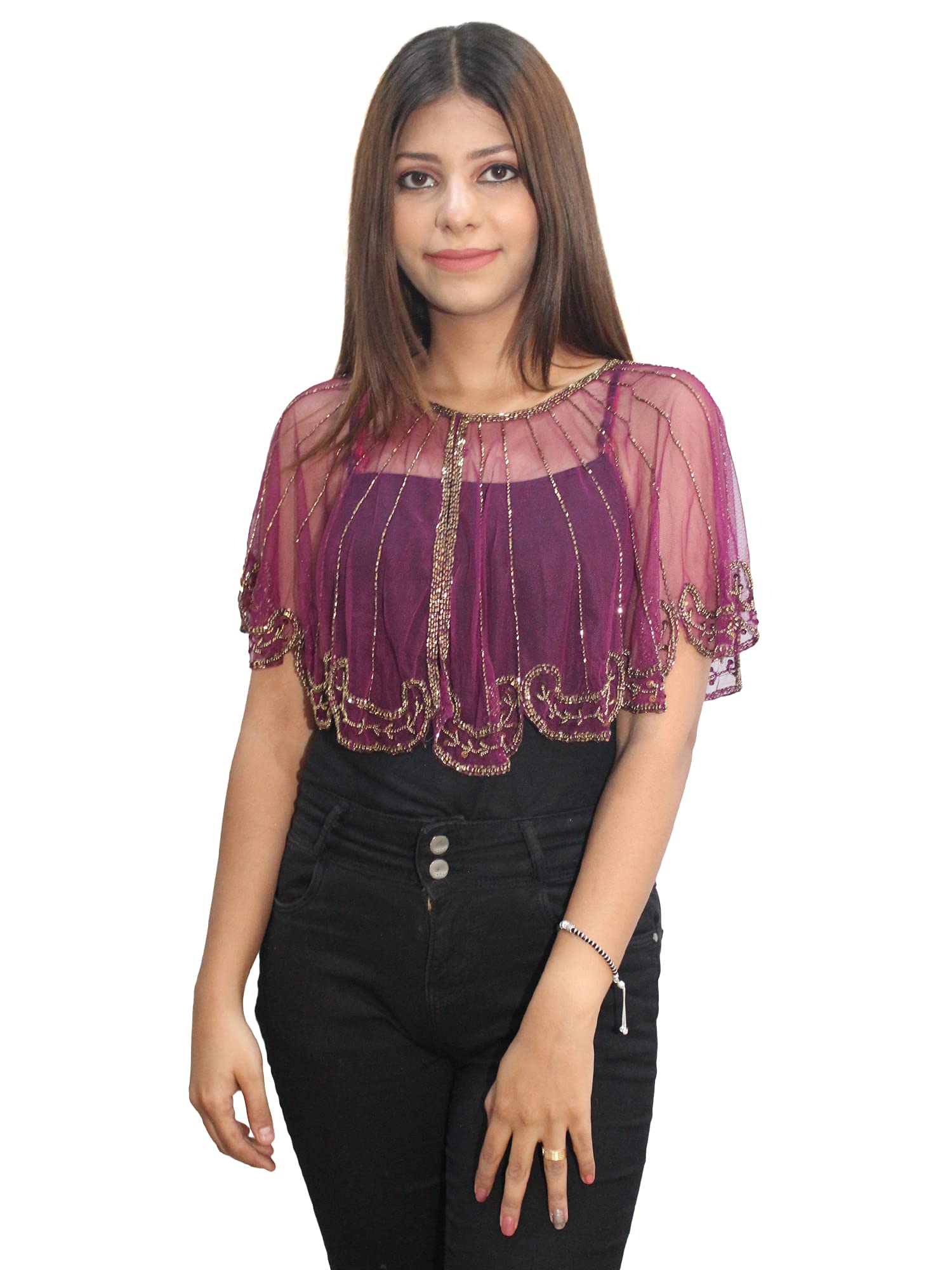 matelco Women s Net Poncho/Cape with Embroidery-picture-12