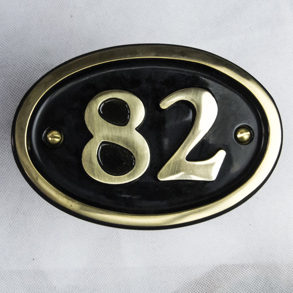 Solid Brass House Number Oval Design (No 82)